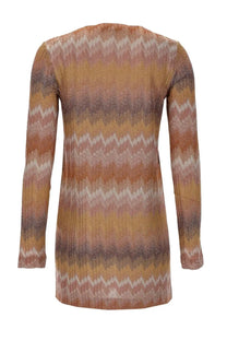 Missoni women’s mini abito maniche lunghe multicolor long-sleeved knee-length dress with shimmering zigzag pattern in warm hues