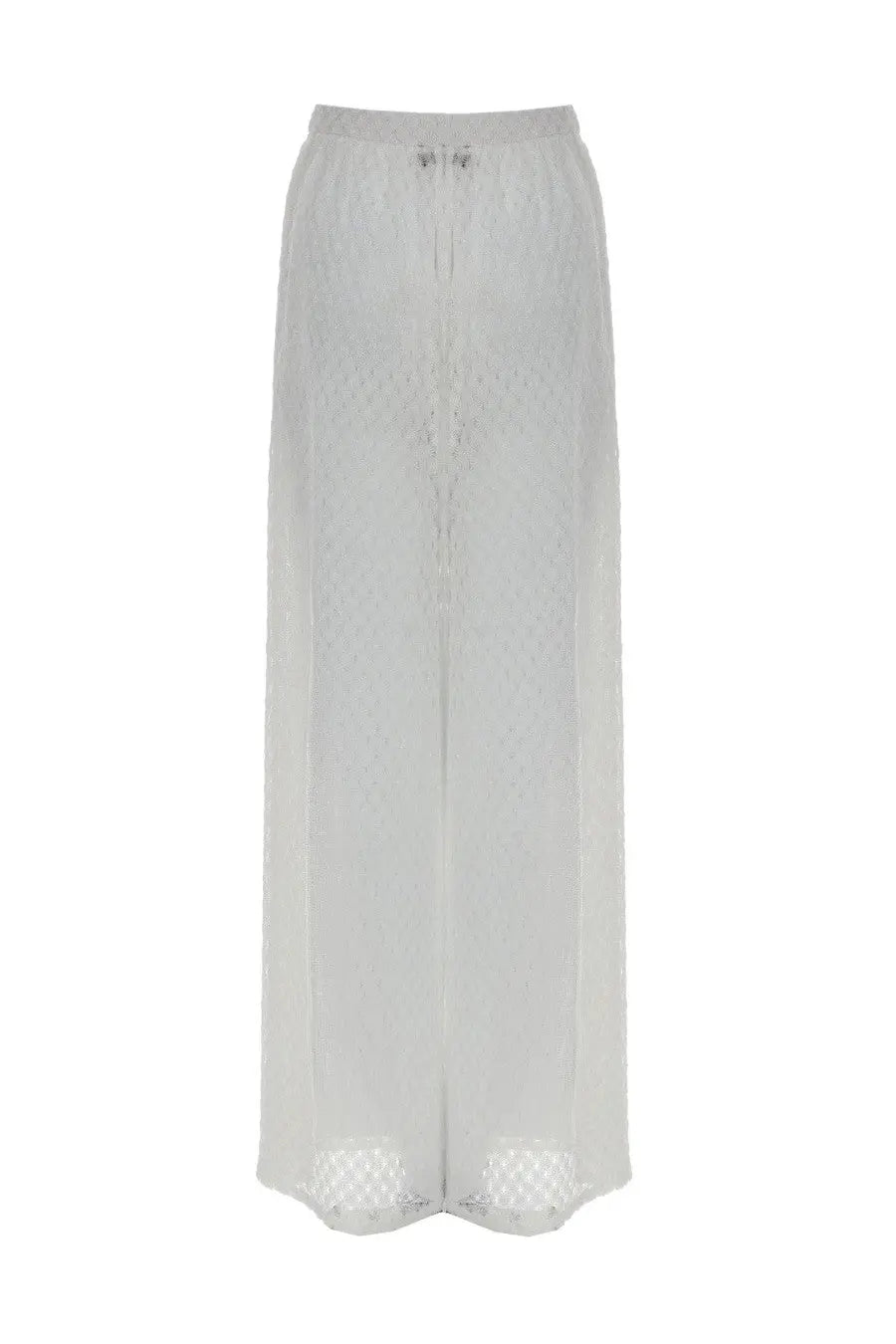 Missoni women’s white viscosa pantalone wide-leg trousers with lace trim and drawstring waistband