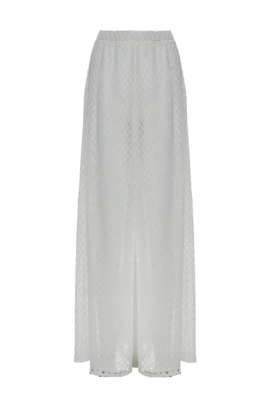 Missoni women’s pantalone in viscosa white lace wide-leg pants with subtle embroidery and beaded trim at the hem