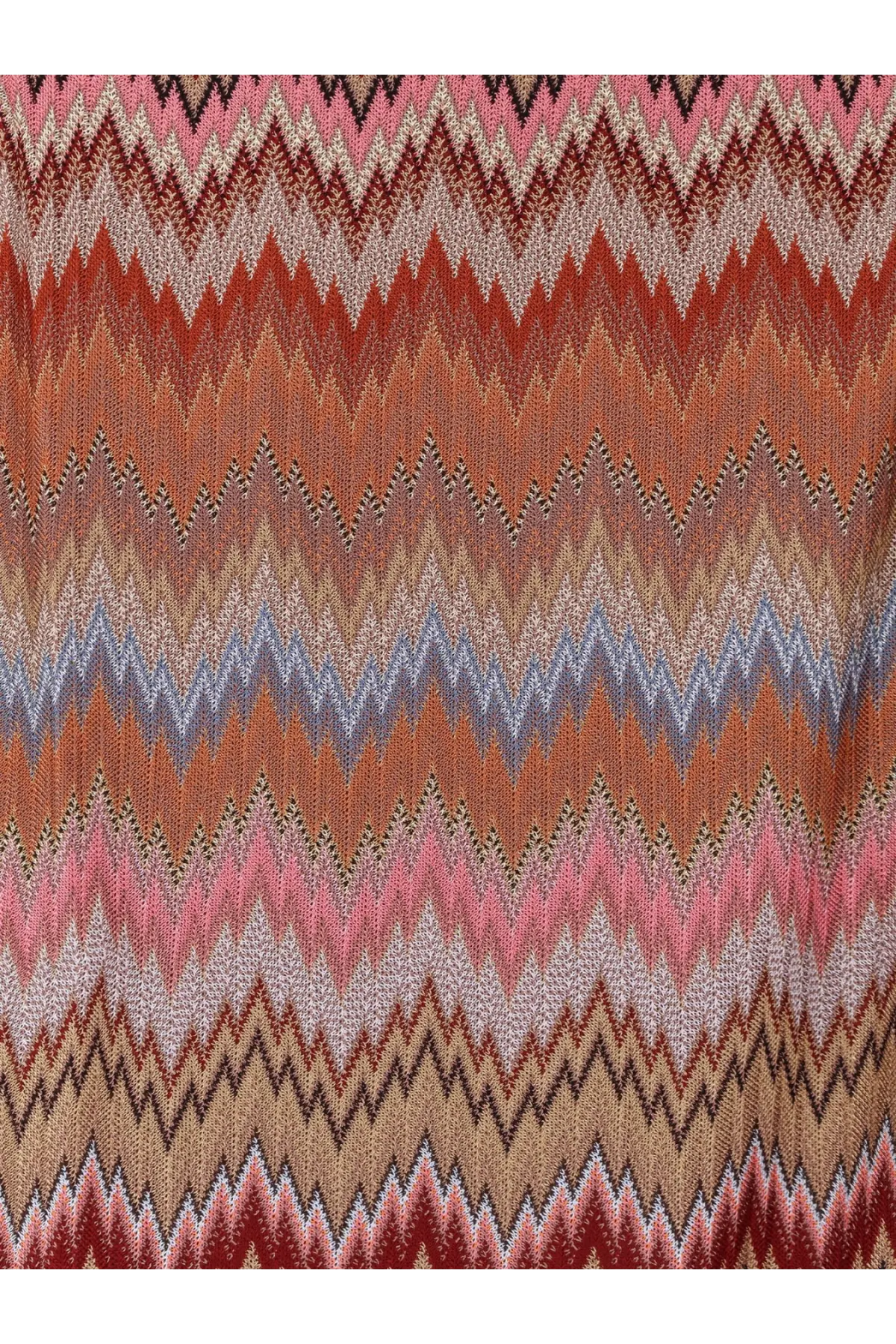 Missoni women’s short viscose dress in vibrant multicolored zigzag knit fabric with pink orange beige and blue shades
