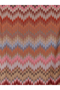 Missoni women’s short viscose dress in vibrant multicolored zigzag knit fabric with pink orange beige and blue shades
