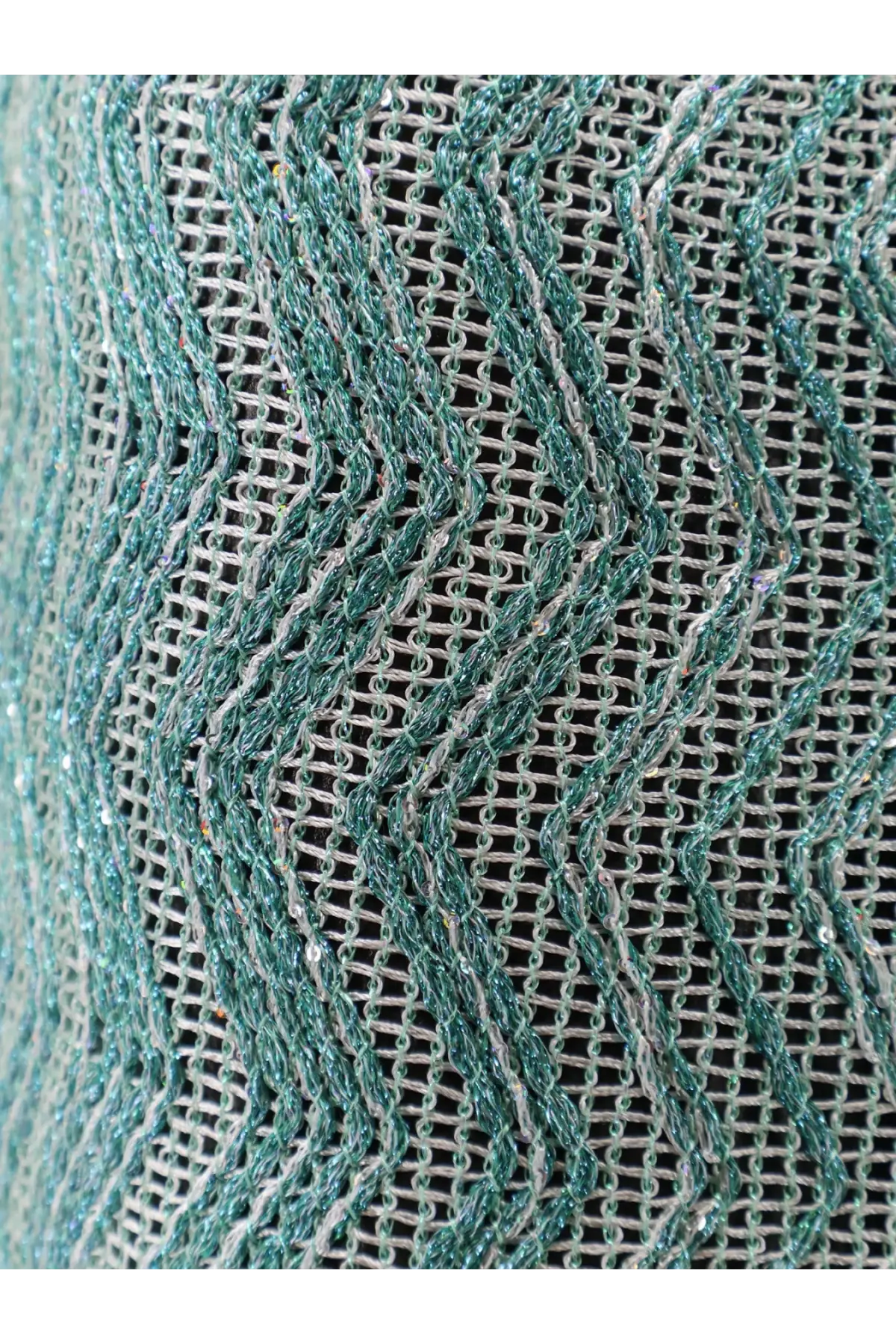 Missoni women’s blue mini skirt in viscose blend with teal and silver metallic mesh fabric and wavy textured pattern