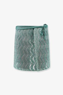 Missoni womens teal and white zigzag viscose blend and sequin mini skirt with matching drawstring waistband