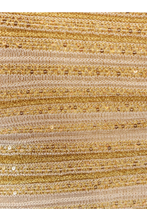 Missoni womens viscose blend top gold with golden sequined fabric featuring a shimmering textured weave and horizontal stripes