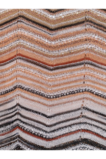 Missoni women’s beige viscose tank top with knitted zigzag pattern in earthy tones and subtle sequin accents
