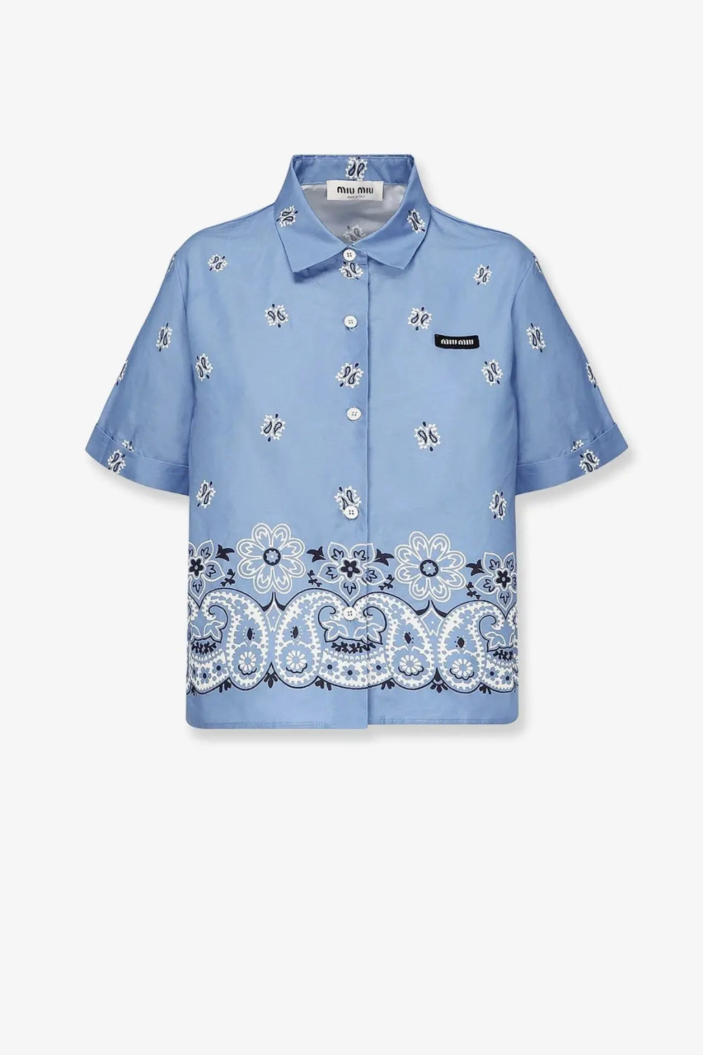 Miu Miu Women's Bandana Cotton and Linen Shirt White