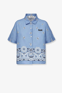 Miu Miu Women's Bandana Cotton and Linen Shirt White