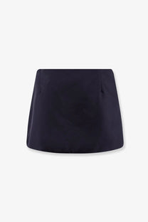 Miu miu women’s dark navy mini skirt in recycled material with satin finish and side seam detailing