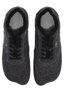 Mm6 maison margiela men’s anatomical canvas sneaker grey in dark gray with black laces and distressed frayed texture