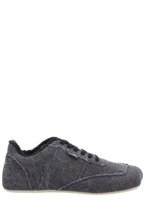 Mm6 Maison Margiela men’s anatomical dark gray canvas sneaker with black laces and soft fuzzy lining