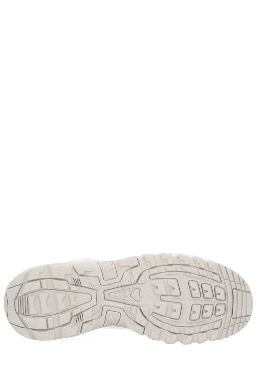Off-white rubber sole with textured geometric tread on MM6 Maison Margiela men’s Salomon Acs Pro white sneaker