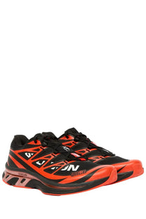 Vibrant orange and black Salomon x ultra 3 running shoes in MM6 Maison Margiela men’s multicolor sneaker design