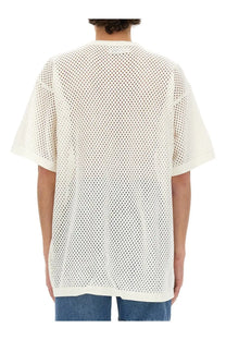 Off-white mesh short sleeve relaxed fit t-shirt in mm6 maison margiela men’s shirt black product line