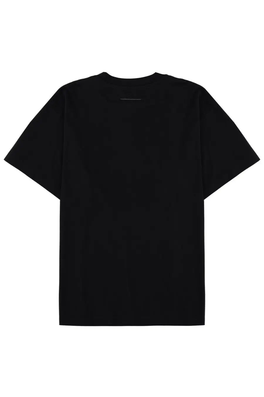 Black short-sleeved cotton t-shirt with minimalist design and subtle neckline stitching from MM6 Maison Margiela