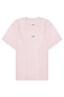 Mm6 maison margiela men’s blush pink short-sleeved cotton t-shirt with white label and chest patch