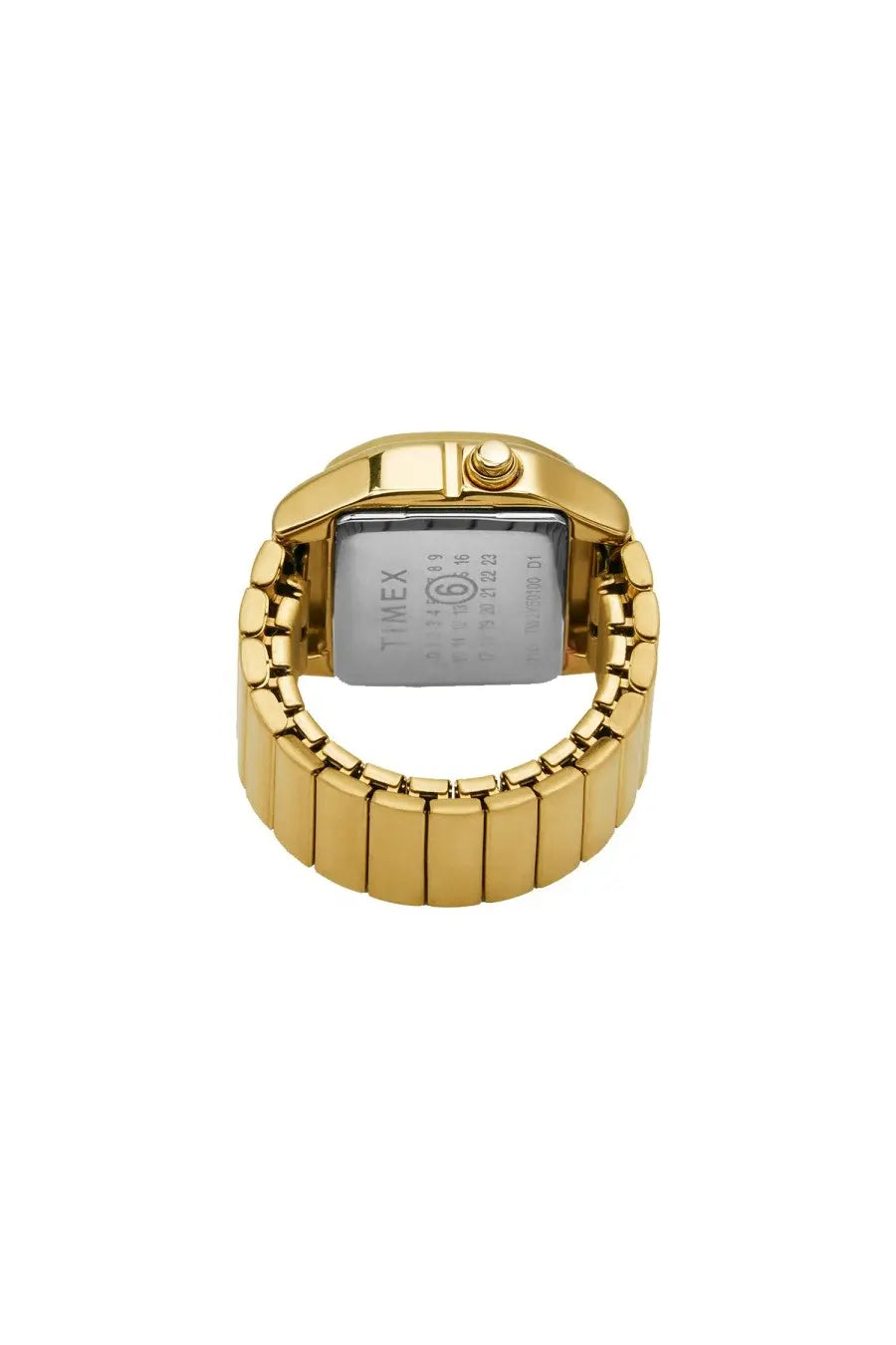 Gold-tone timex watch with rectangular face and linked metal band from mm6 maison margiela unisex collection