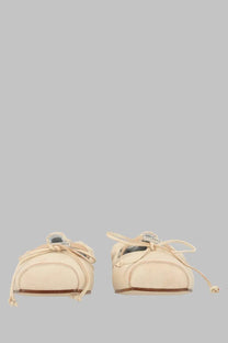 Cream-colored suede loafers mm6 maison margiela women’s ballerina in pelle con punta squadrata beige with brown sole