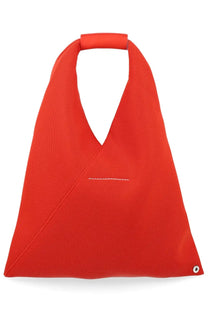 Vibrant red canvas tote bag with minimalist design and subtle white stitching from MM6 Maison Margiela womens Borsa Japanese Small Orange