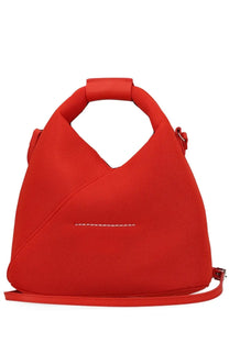 Mm6 Maison Margiela women’s borsa Japanese small orange handbag with vibrant red woven fabric and white stitching detail