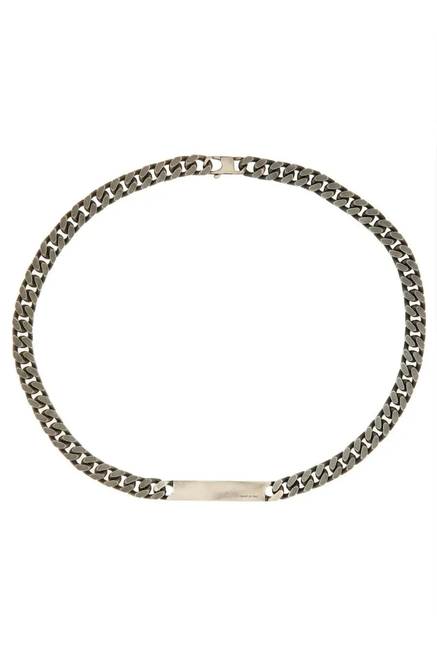 Mm6 maison margiela women’s silver-toned curb chain necklace with a sleek rectangular plate at the center