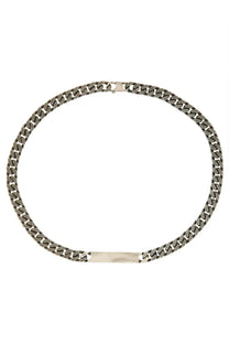 Mm6 maison margiela women’s silver-toned curb chain necklace with a sleek rectangular plate at the center
