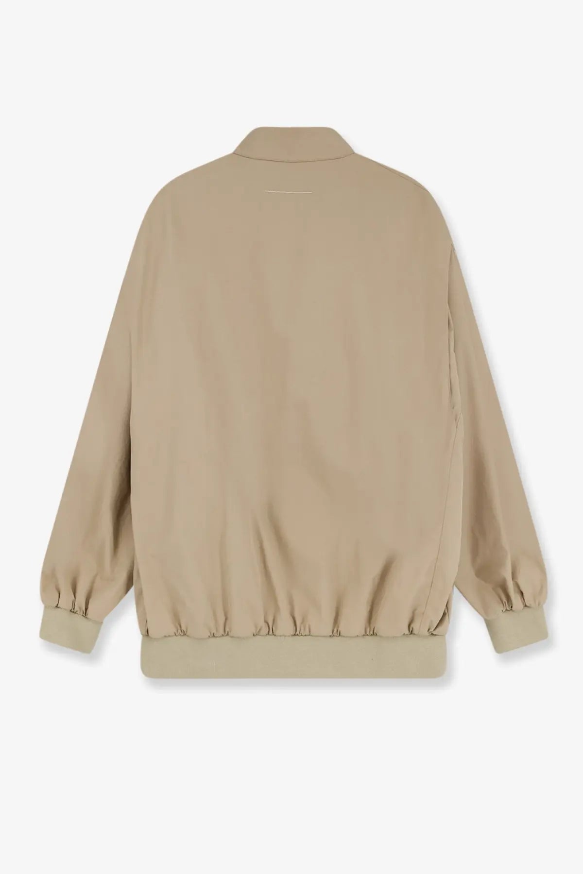 Beige cotton bomber jacket with elastic cuffs and hem featuring a minimalist design by mm6 maison margiela