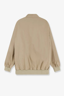 Beige cotton bomber jacket with elastic cuffs and hem featuring a minimalist design by mm6 maison margiela