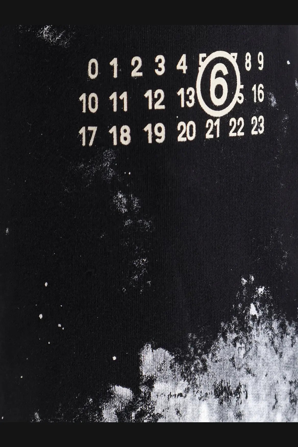 Black cotton jogging trousers for women by mm6 maison margiela with a black fabric calendar featuring white numbers and a circled 6