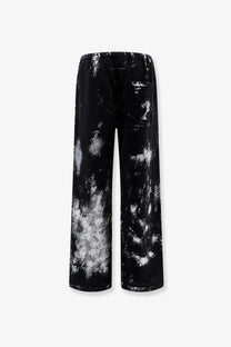 Mm6 maison margiela women’s cotton jogging trousers in black with white tie-dye wide-leg relaxed fit design