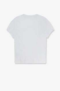 Mm6 maison margiela women cotton shirt white short-sleeved crop top with minimalist design front view