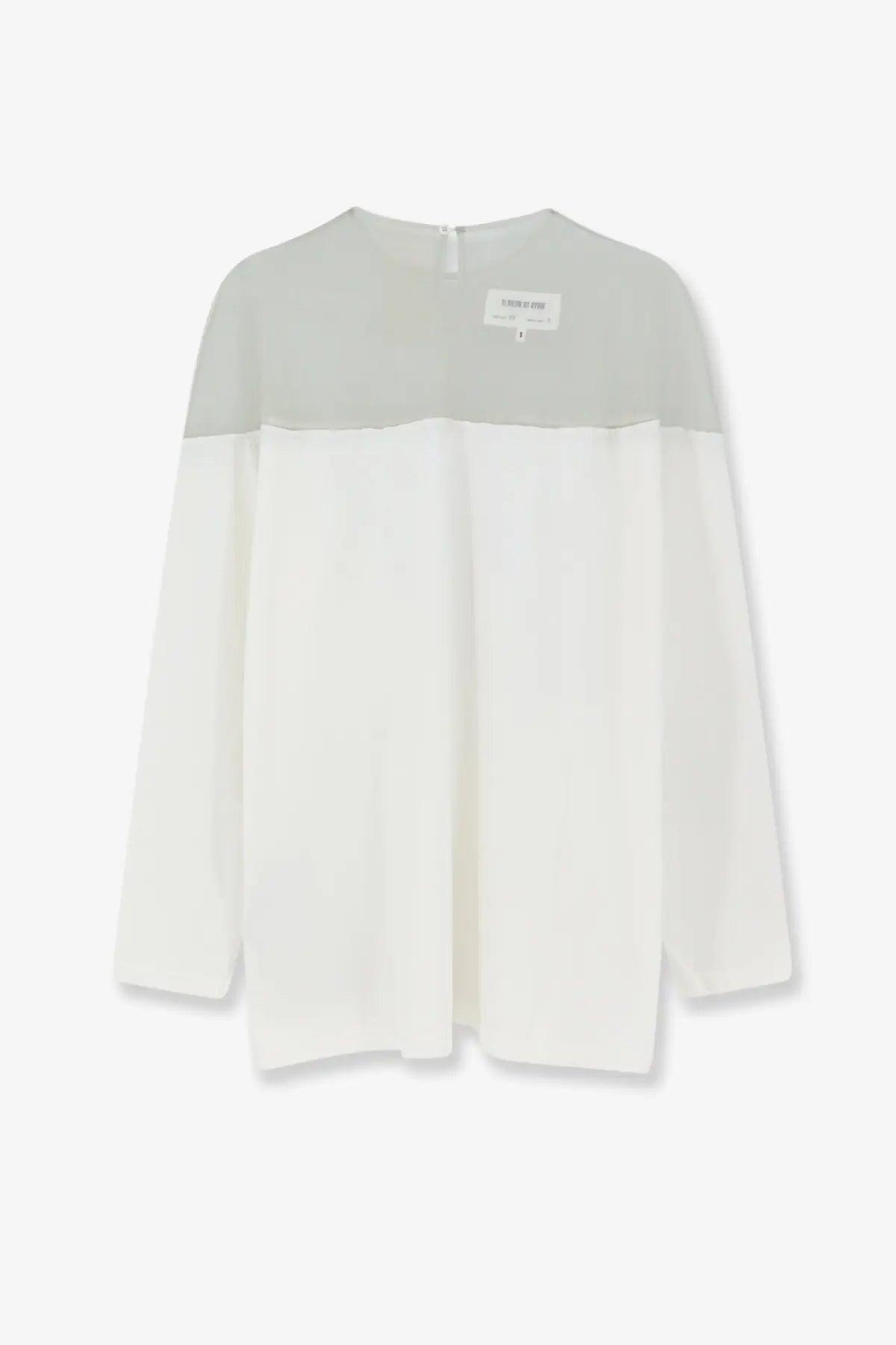 Mm6 maison margiela women’s cotton shirt featuring a soft long-sleeved two-tone design in pale gray and white