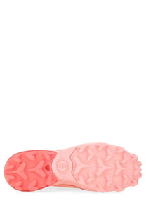 Pink rubber sole with textured grippy tread and number 9 embossed on maison margiela mm6 cross low sneaker blue