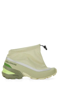 Mm6 maison margiela women’s cross low sneaker green with light olive upper and neon green gray accents on midsole and side panel