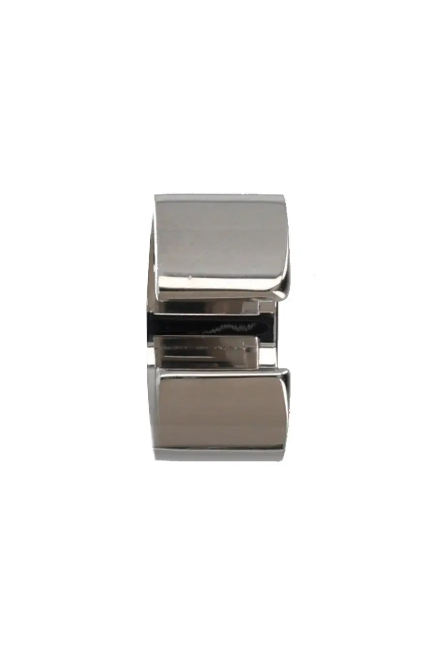 A sleek silver-toned metal watch band clasp with polished finish and minimalist design for mm6 maison margiela women