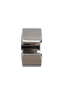 A sleek silver-toned metal watch band clasp with polished finish and minimalist design for mm6 maison margiela women