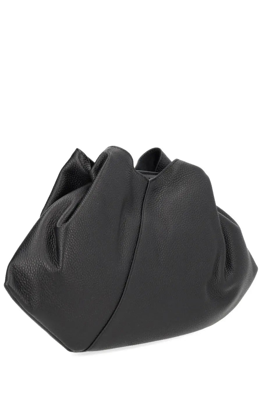 Mm6 maison margiela women’s black Japanese bag clutch in pebbled leather with a soft draped design and fluid silhouette