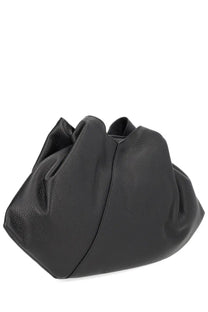 Mm6 maison margiela women’s black Japanese bag clutch in pebbled leather with a soft draped design and fluid silhouette