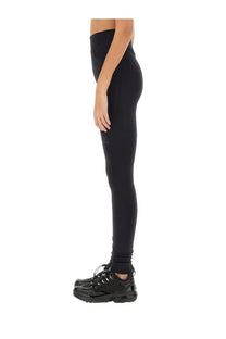 Mm6 maison margiela women’s black high-waisted leggings with sleek form-fitting design in a smooth fabric