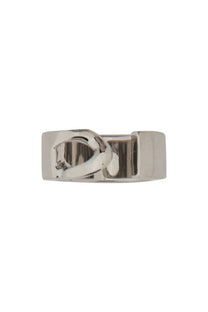 Silver-toned metal mm6 maison margiela women’s minimal numeric band ring with bold rectangular band and integrated clasp design