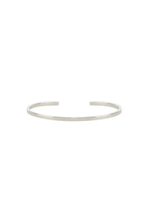 Silver-toned minimalist mm6 maison margiela women’s rigid cuff bracelet with sleek open design and smooth metallic finish