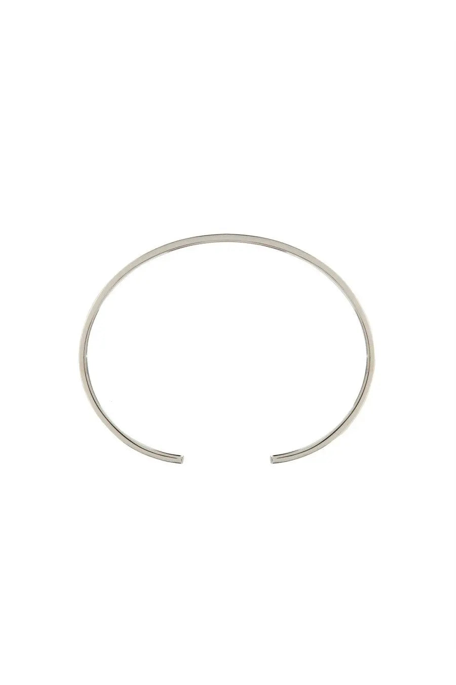 Silver-toned minimalist MM6 Maison Margiela women’s rigid cuff bracelet with sleek open design and smooth metallic finish