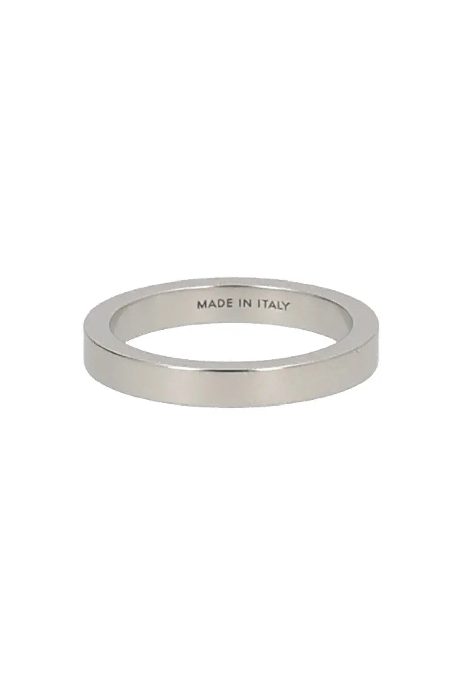 Mm6 Maison Margiela women’s silver ring with sleek minimalist band and made in Italy engraving on inner surface