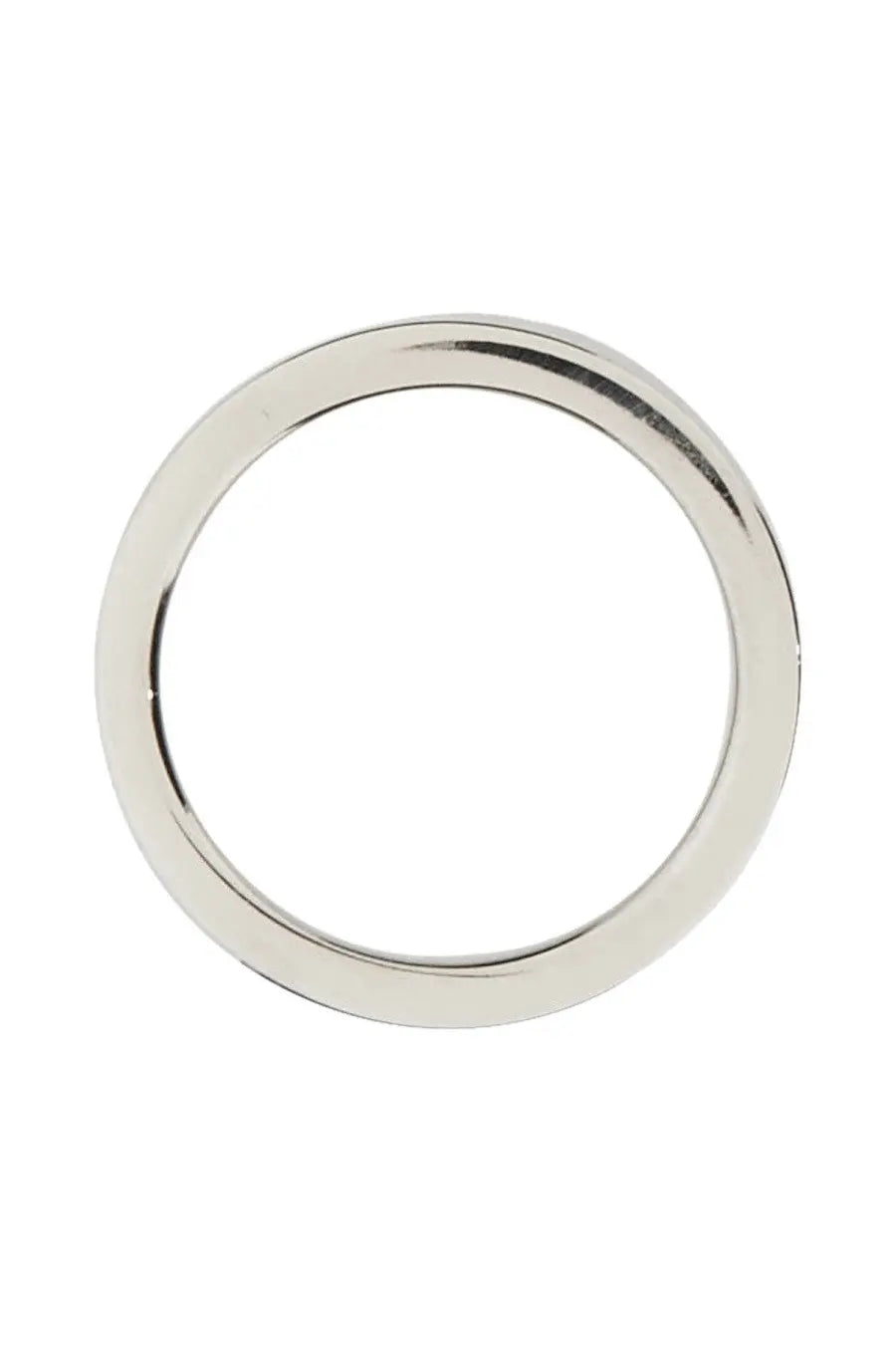 A sleek minimalist silver mm6 maison margiela womens ring with a smooth polished finish and uniform circular band