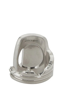 Mm6 maison margiela women’s silver polished metal ring with bold layered ridges and made in italy engraving inside