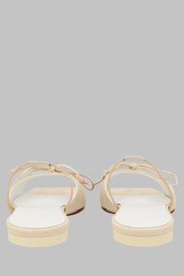 Beige leather mm6 maison margiela women’s sandalo slingback with thin straps and flat cushioned sole