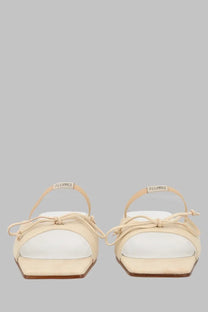 Beige suede mm6 maison margiela women’s sandalo slingback sandals with white insole and tied ankle straps