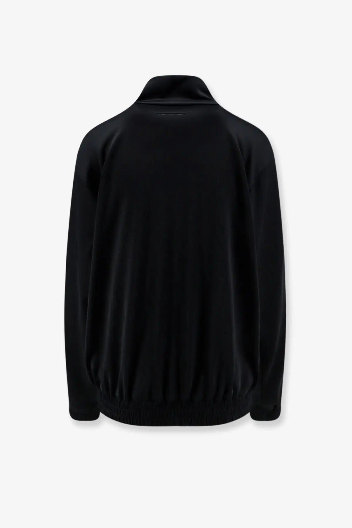 Mm6 Maison Margiela women’s black zip-up sweatshirt with ribbed collar and cuffs in soft fabric