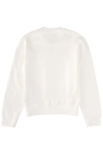 Mm6 maison margiela women’s sweatshirt white soft off-white cotton crew neck with ribbed cuffs