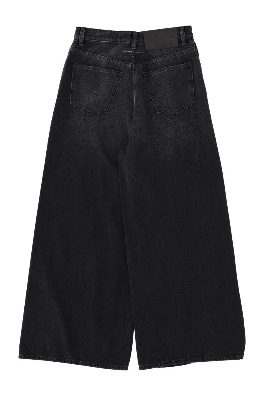 Mm6 maison margiela women’s black wide leg denim jeans with high waist and subtle fading detailing