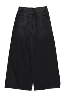Mm6 maison margiela women’s black wide leg denim jeans with high waist and subtle fading detailing